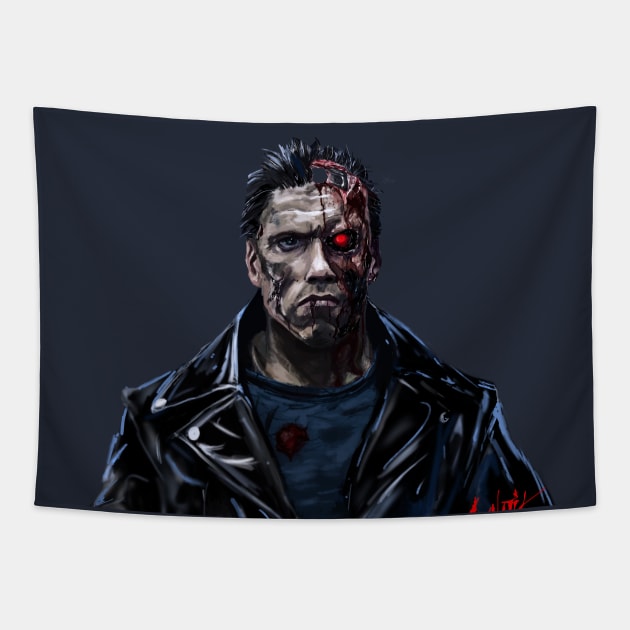 T-800 transparent design Tapestry by Art Of Lunatik