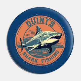 Quint's Shark Fishing Retro Pin