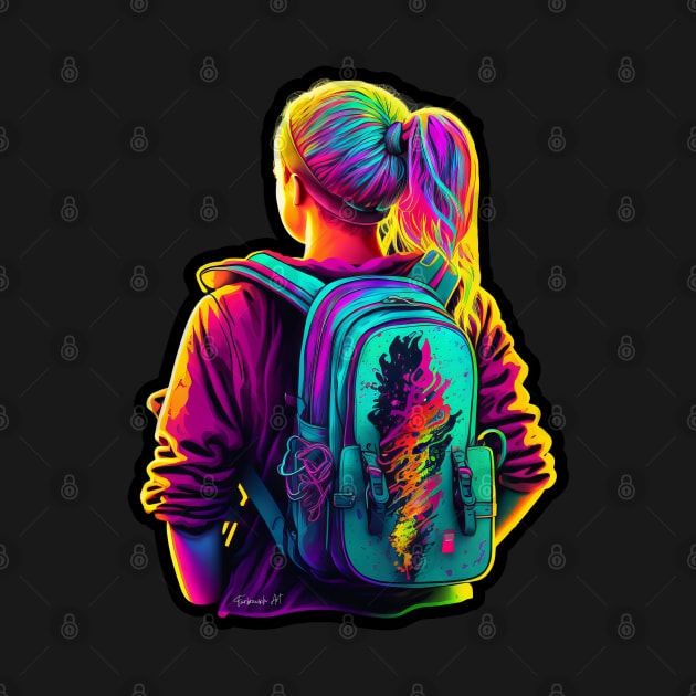 Girl with a backpack design #13 by Farbrausch Art