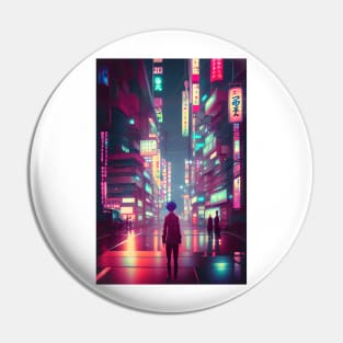 Boy Tokyo Neon Anime Japan Rainy Night Street Vibes <3 Pin