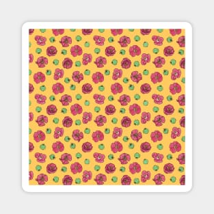 Poppies flowers and seeds pattern - Yellow Magnet