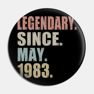 36th Birthday Gifts Retro Legendary Since May 1983 Pin