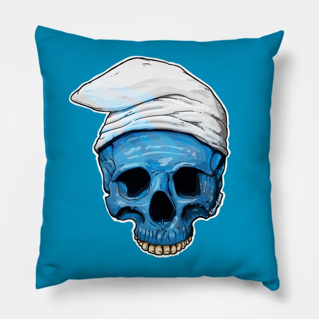 Smurf Skull Pillow by TheLoneWolfStudio