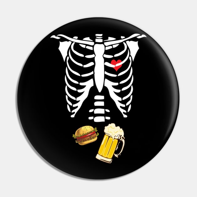 Beer Hamburger Skeleton Tee Pregnancy Costume Halloween Pin by ChristianCrecenzio