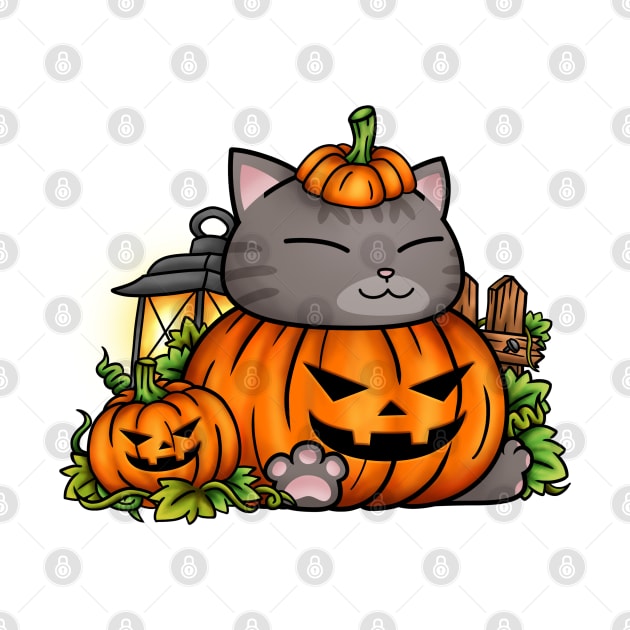 Halloween Cat Pumpkin Kitty by Takeda_Art