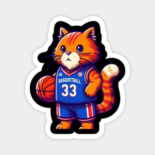cat love basketball Magnet