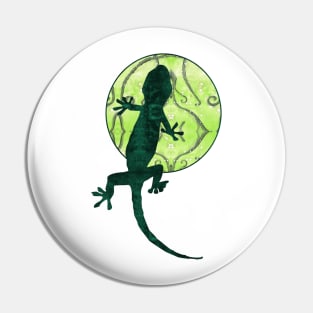 Green Lizard Moon Pin