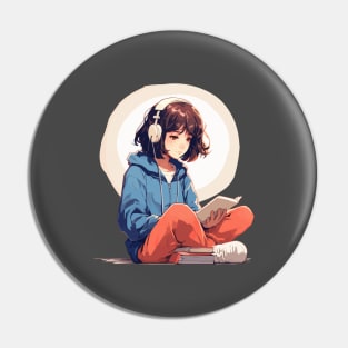 Girl Reading lofi Pin