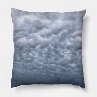 Under cloudy heavenly sky. Blue grey cumulus cloudscape Pillow