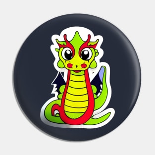 Whimsical Green Dragon: A Playful Design for T-Shirts, Mugs, and Stickers Pin