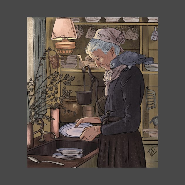 old lady washing the dishes by YAZ_2020