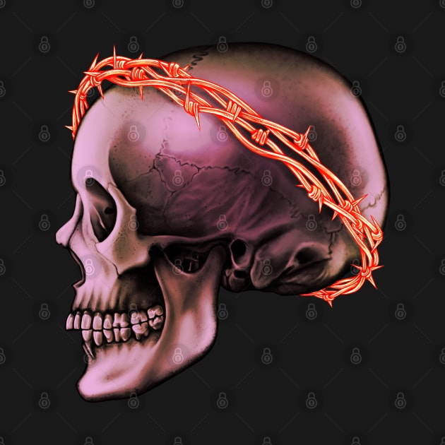 Human Skull V3 BarbedWire by Crude Casey