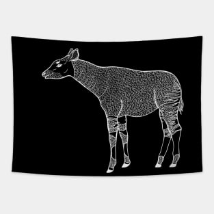 Okapi Ink Art - African animal drawing - black and white Tapestry