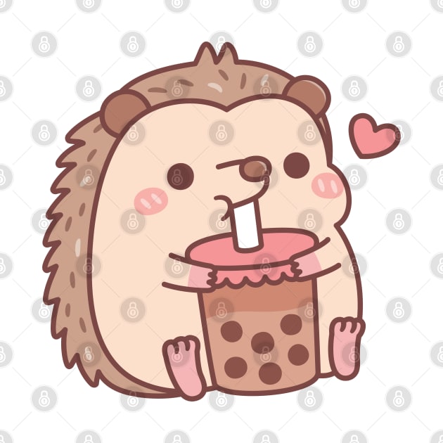 Cute Little Hedgehog Loves Drinking Bubble Tea by rustydoodle