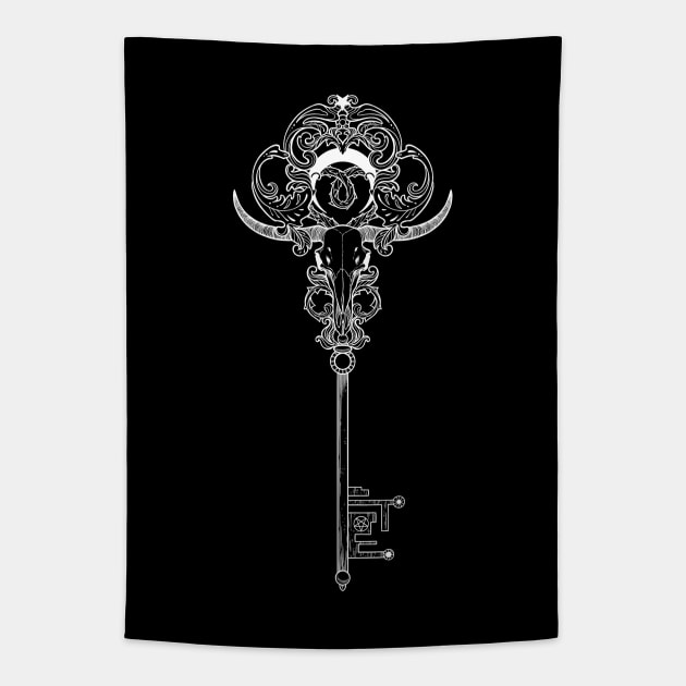 Vintage devilish Key. Key to Hell Tapestry by OccultOmaStore