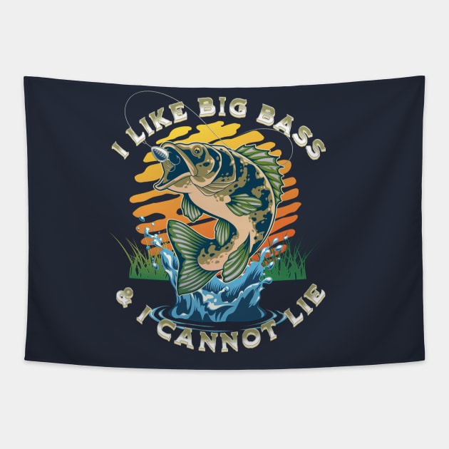 I Like Big Bass & I Cannot Lie, Fishing Tapestry by RuftupDesigns