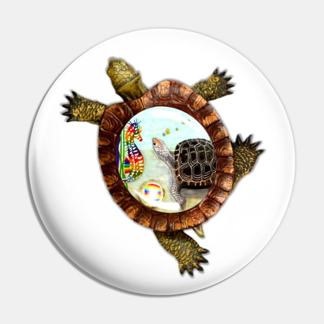 Turtle and Seahorse Pin by KC Morcom aka KCM Gems n Bling aka KCM Inspirations