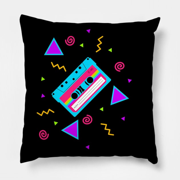 80s audio tape Pillow by ElectricPeacock