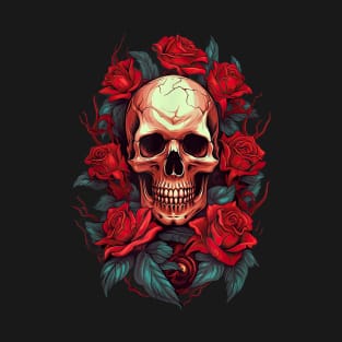Rose Skeleton - Skull Hand Red - Flower rose T-Shirt