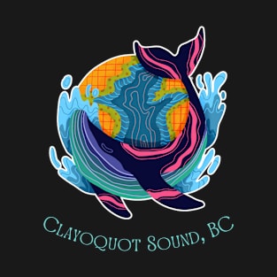 Clayoquot Sound BC Colorful Abstract Indigo Whale T-Shirt