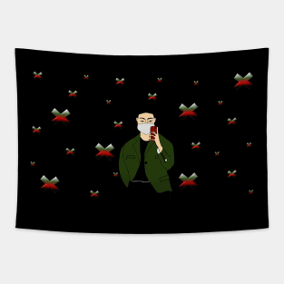 Sefie Lover with Green Jacket Cute Boy - Mask Mode Tapestry