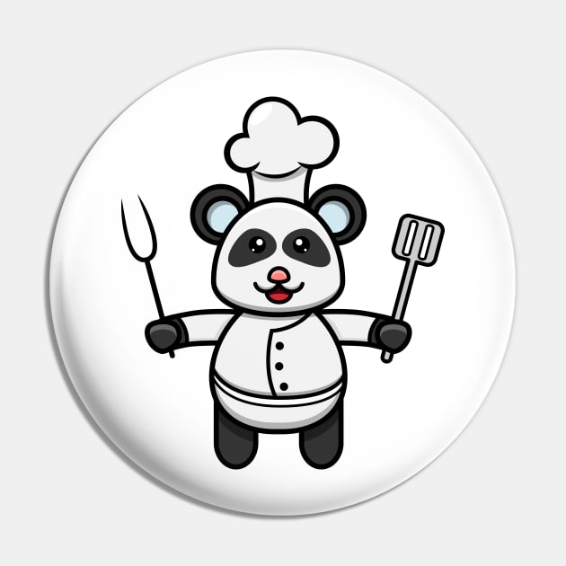 Sticker and Label Of Cute Baby Panda Wearing Chef Costume Pin by tedykurniawan12