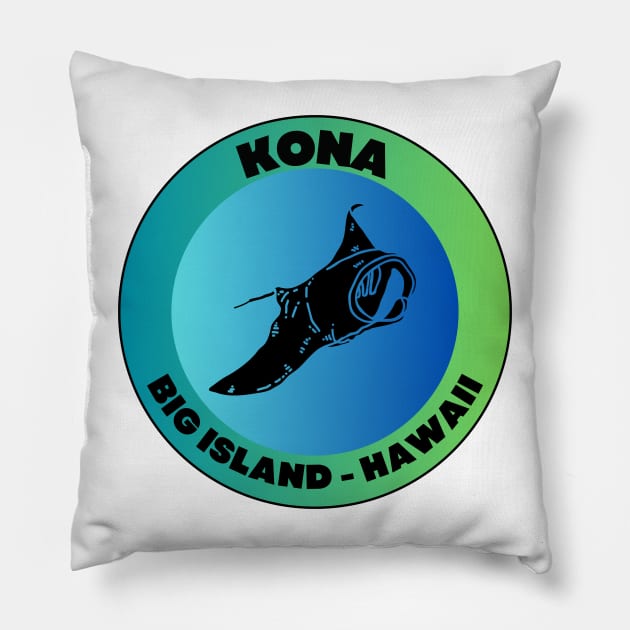 Kona Manta Ray - Big Island Hawaii Pillow by DW Arts Design