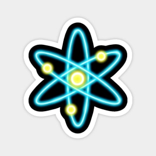 Light Blue Neon Cosmos Atom Magnet