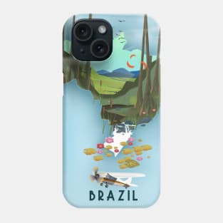 Brazil Travel poster map Phone Case