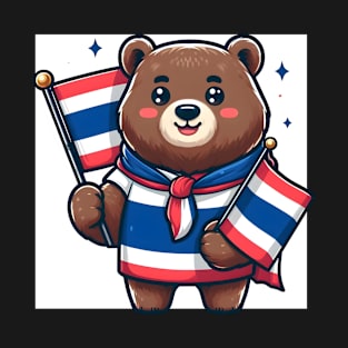 Asian bear with Thailand flag T-Shirt