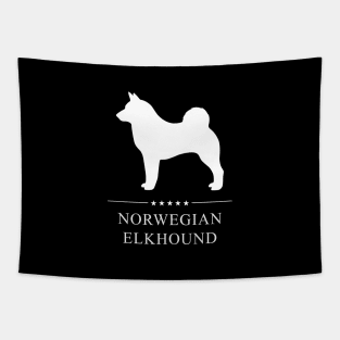 Norwegian Elkhound Dog White Silhouette Tapestry