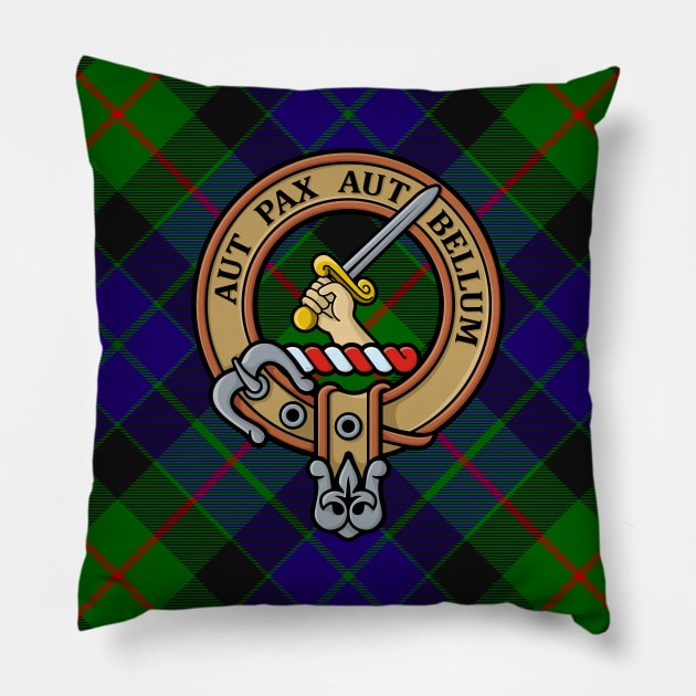 Clan Gunn Crest over Tartan Pillow by sifis