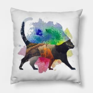 Abstract Cat Contemporary Artist Colorful Gift Pillow