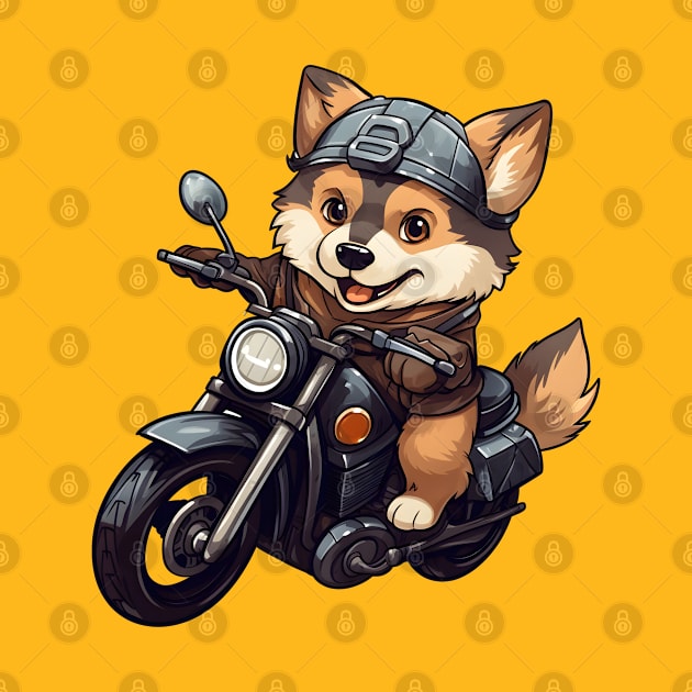 Cartoon Dog Rides Motorcycle to Fun by AestheticsArt81