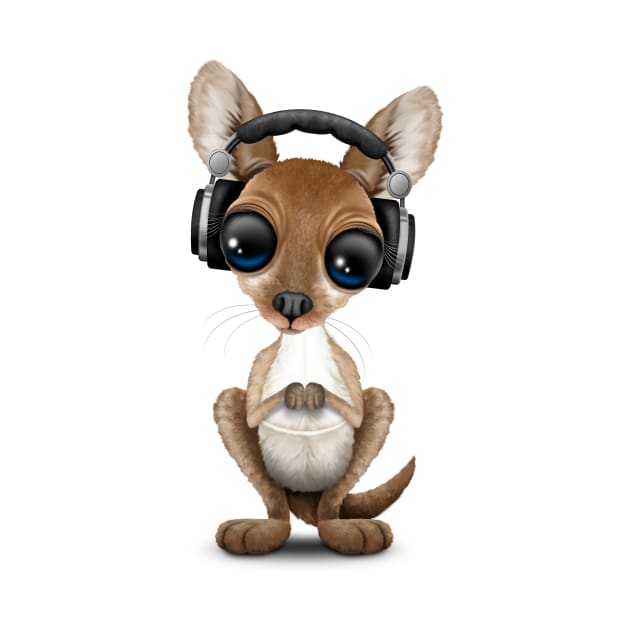 Cute Baby Kangaroo Deejay Wearing Headphones by jeffbartels