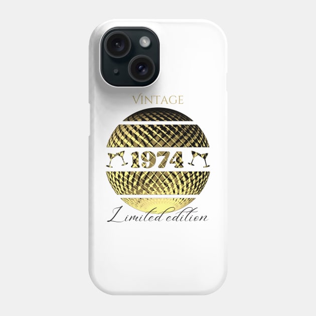 Vintage 1974 limited edition in gold Phone Case by Bailamor