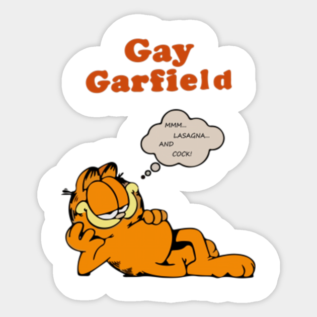 Gay Garfield Sticker Mmm Lasagna And Cock - Gay Garfield - Sticker