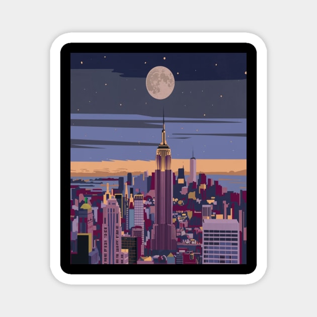 New York City That Never Sleeps - Moon and City Magnet by AnimeVision