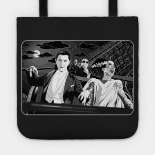 Ups & Downs (B&W) (Universal Monsters on Roller Coaster) Tote