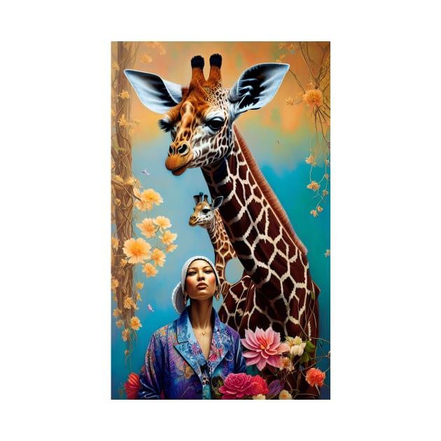 Flower Giraffe Floral Colorful Artwork by ShopSunday