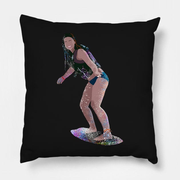 Surfing Girl Pillow by AlishaMSchil