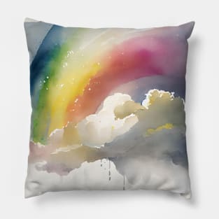 Rainbows and clouds - Watercolour - 06 Pillow