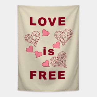 love is free with hearts Tapestry