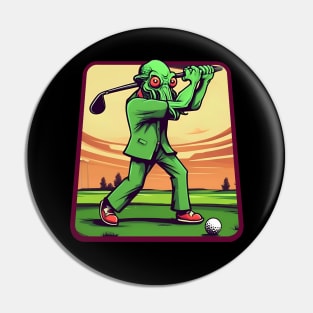 Cthulhu funny golf player Pin