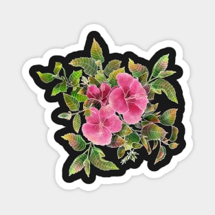 Hibiscus Garden on Turquoise Magnet