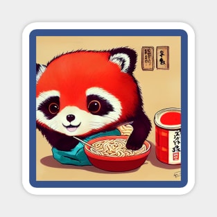 Kawaii Red Panda Eating Ramen Magnet