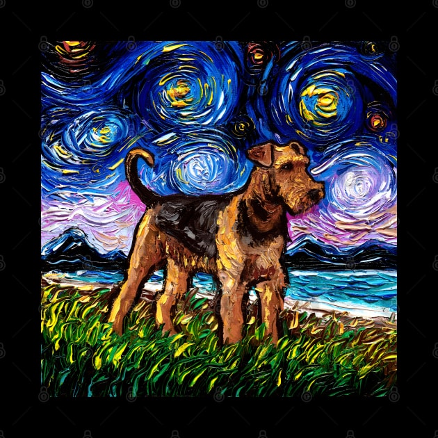 Airedale Terrier Night by sagittariusgallery