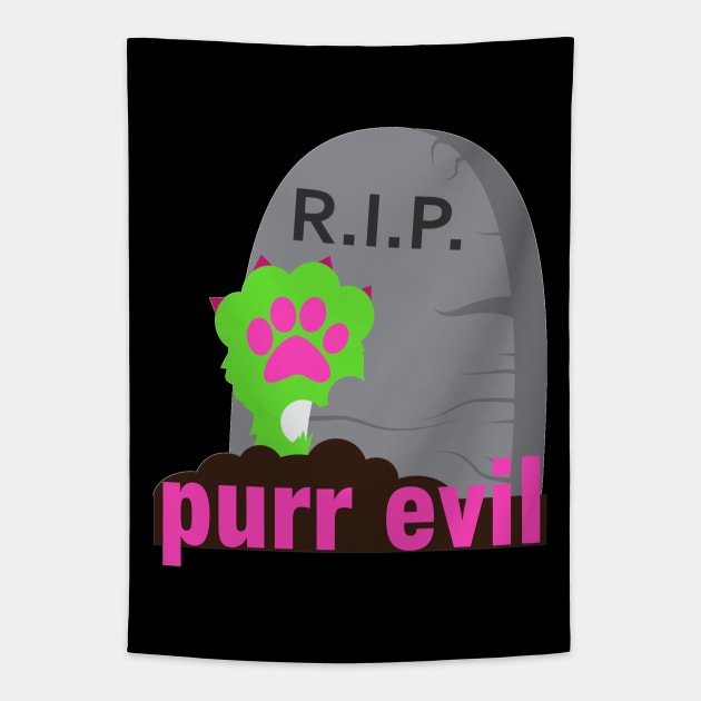 Purr Evil Zombie Cat Tapestry by Nuletto