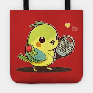 kawaiii cute parrot playing tennis Tote