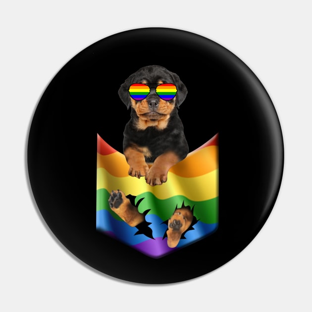 Rottweiler In Pocket LGBT Pride Flag For Dog Lovers Pin by Terryeare